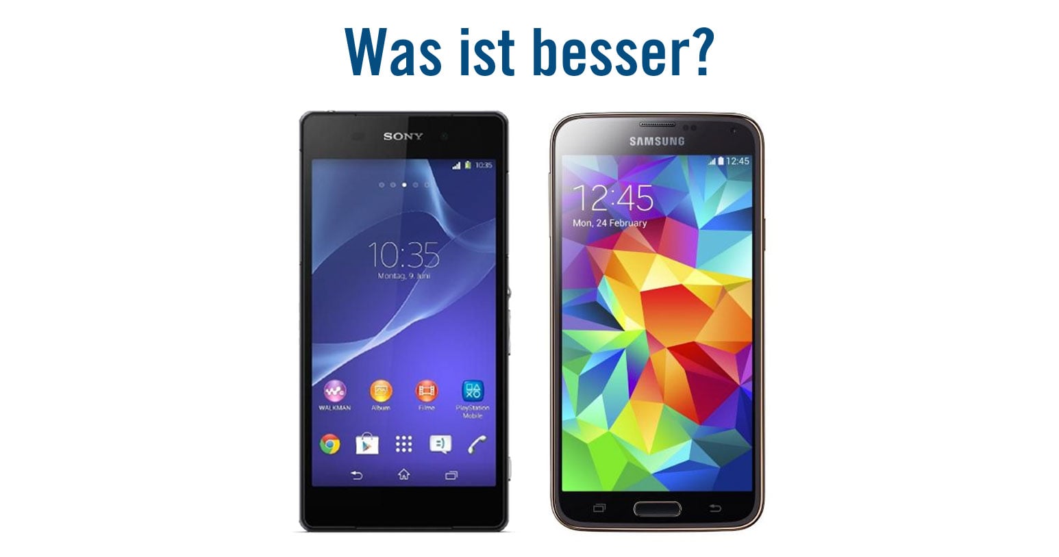 Zwei Handys, die verdeutlichen sollen, dass man bei Versus Produkte vergleichen kann