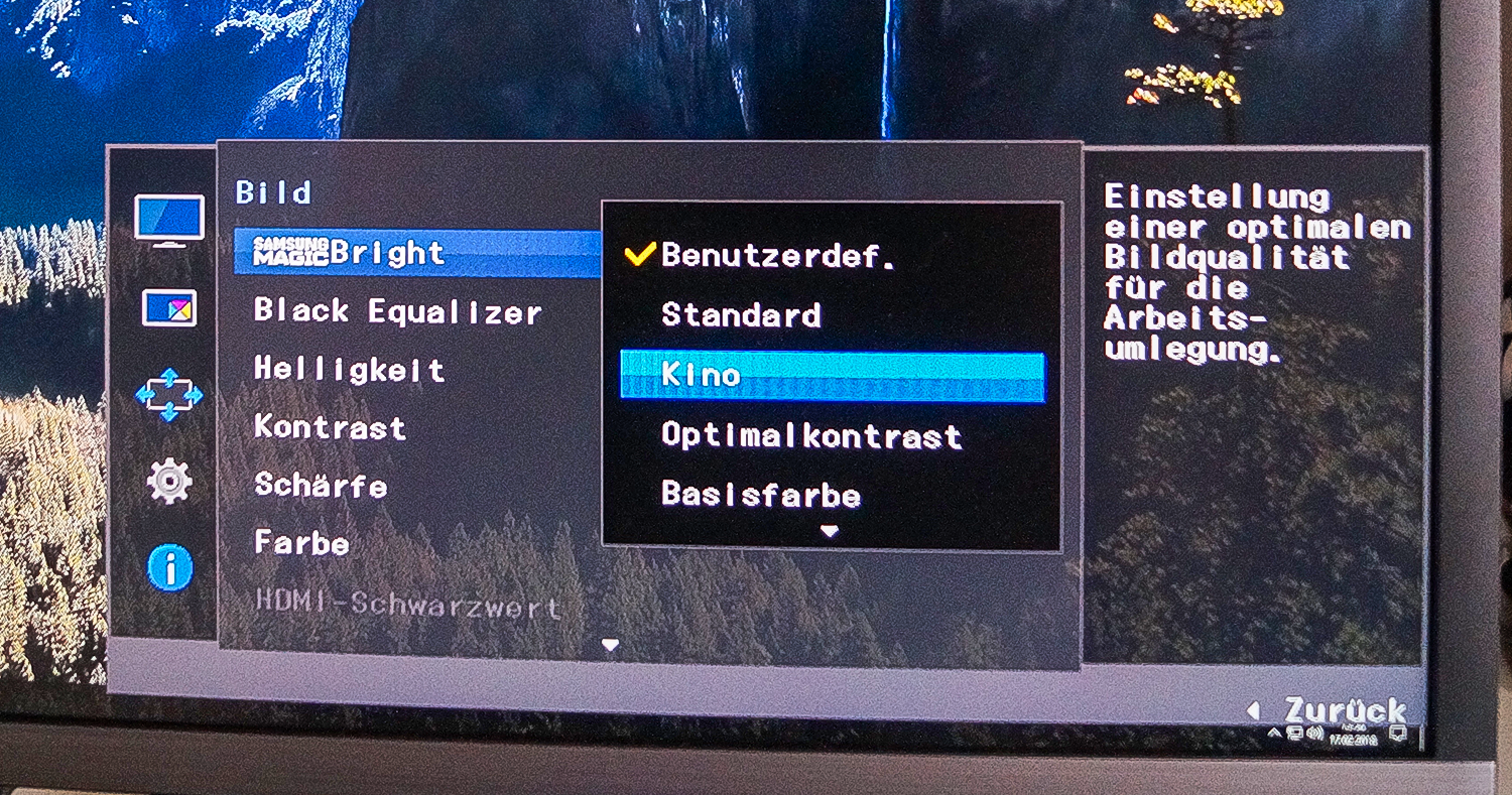 Die üblichen Einstellmöglichkeiten