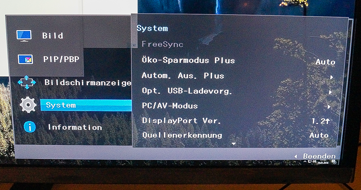 Menüpunkt "System"