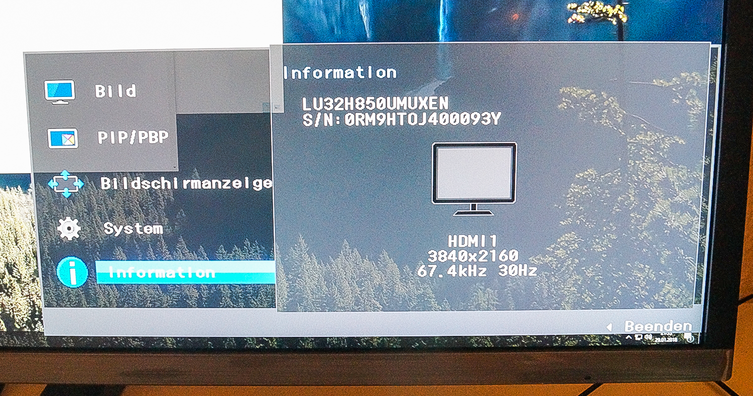 Informationen zum aktuellen Bildsignal