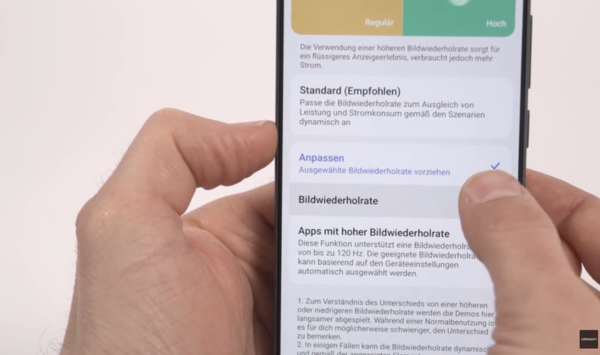 Xiaomi 17 Einstellung der Bildwiederholrate