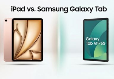 Ipad vs. Samsung Galaxy Tablet Beitragsbild zeigt das iPad Air und das Samsung Galaxy Tab A11 gegebübergestellt