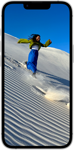 Bunte Blumen auf dem Super Retina XDR Display des iPhone 16e